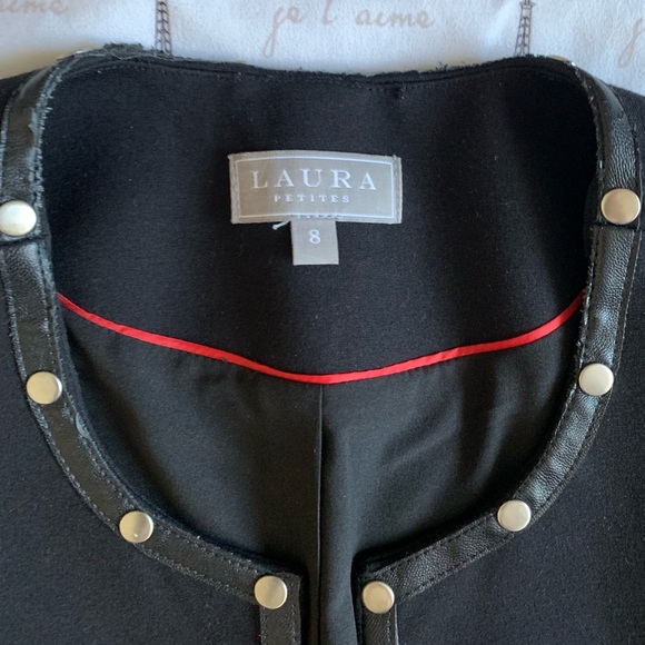LAURA PETITES BLACK JACKET WITH LEATHER DETAILS SIZE 8 - Picture 4 of 7